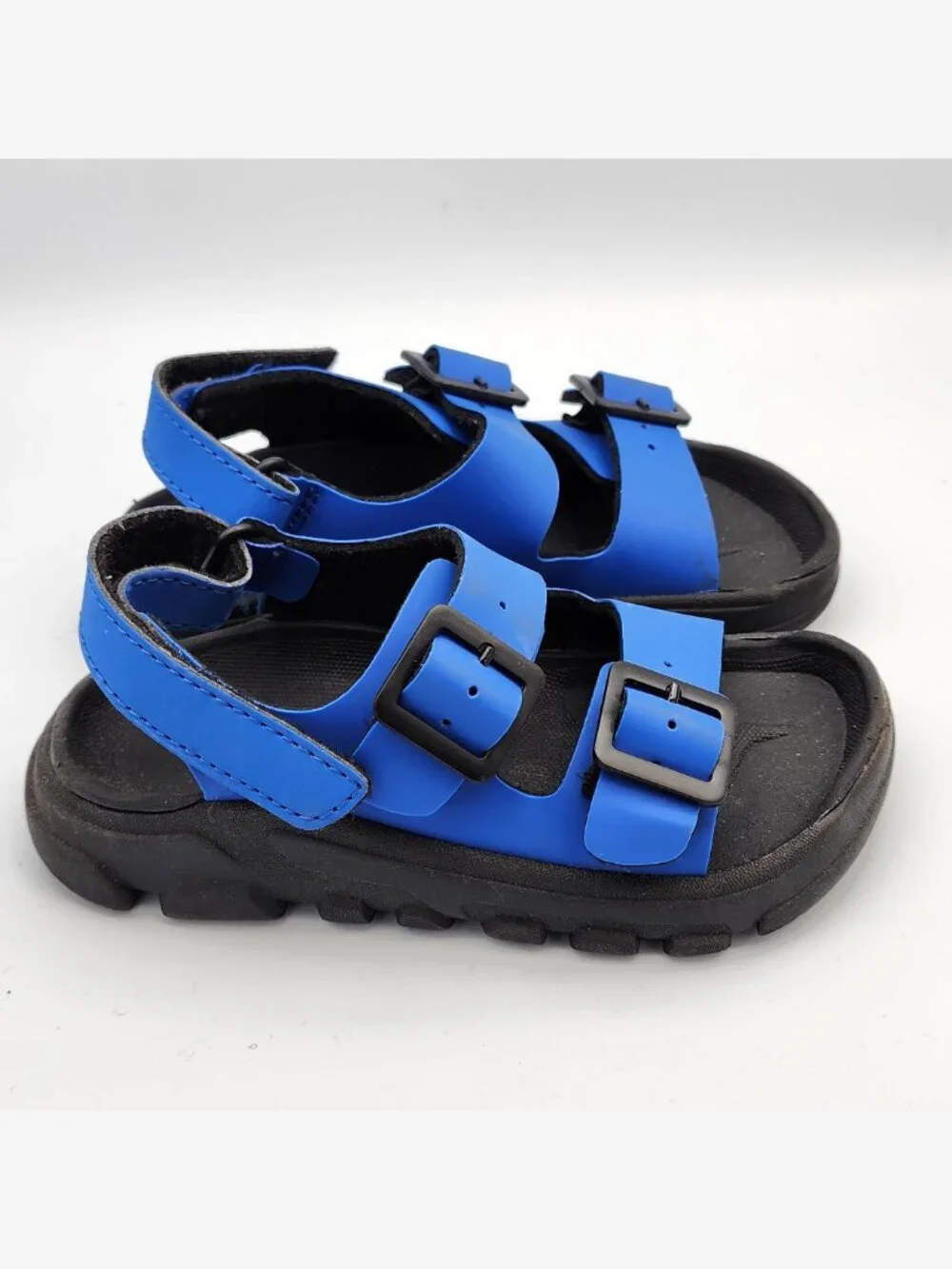 Blue/Black Double Buckle Strap Sandals | Kid's 9